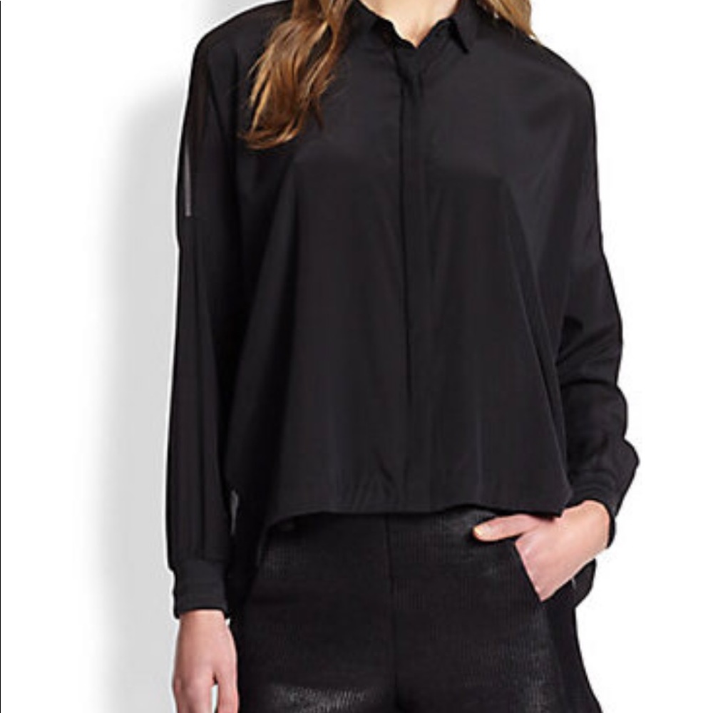 Rag & Bone Phoenix Stretch Silk Sheer Back Shirt